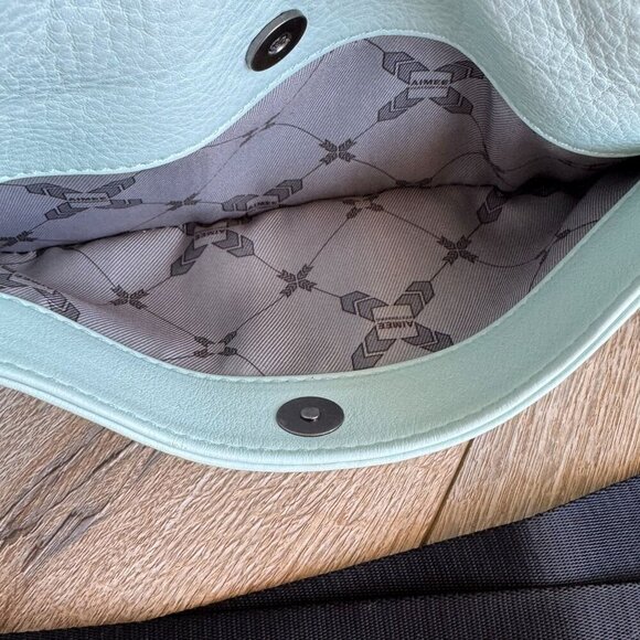 Aimee Kestenberg Milan Aqua Blue Leather Brushed Silver Hardware Bum Belt Bag - Picture 6 of 8